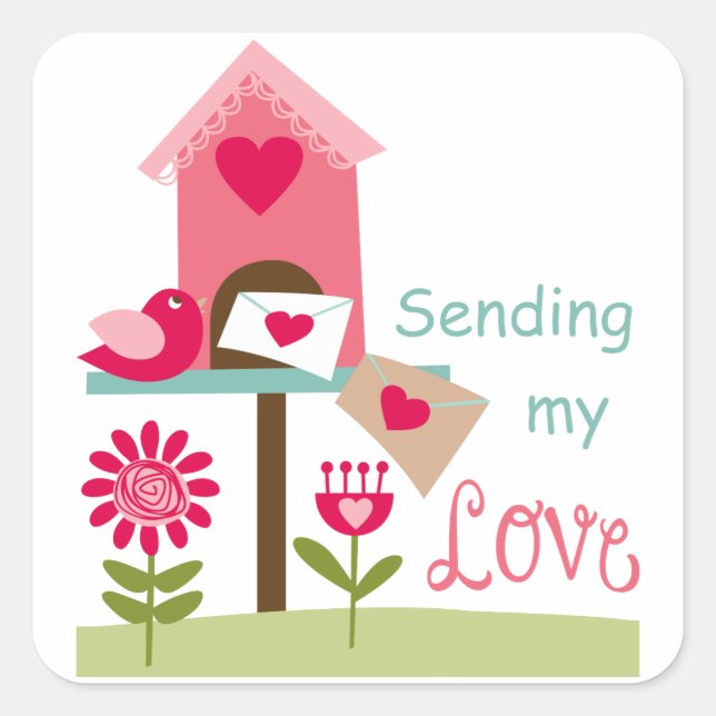 Sending My Love Square Sticker (Front)