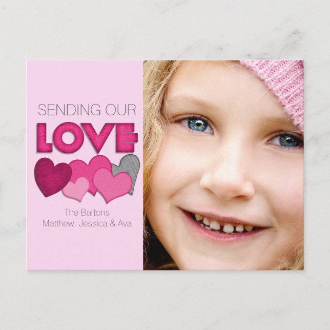 Sending Our Love Custom Photo Valentine's Day Holiday Postcard (Front)
