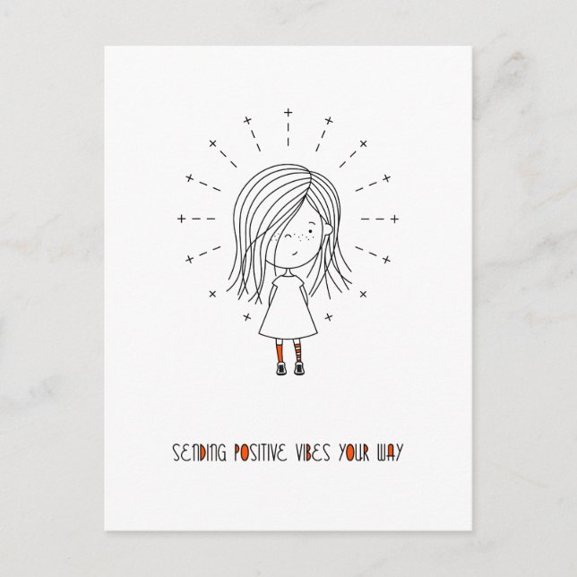 Sending Positive Vibes Your Way Cute Girl Postcard (Front)