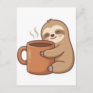 Sending Slow Vibes Sloth Postcard  Cute Hello Note