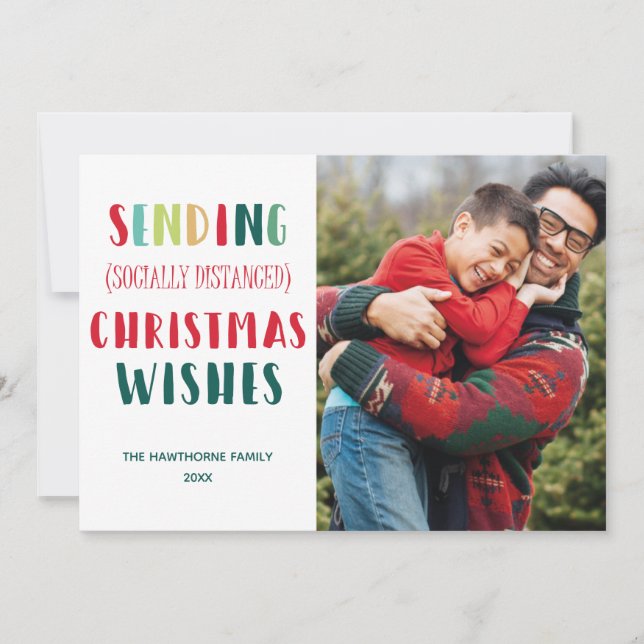 Sending (social distanced) Christmas Wishes custom Holiday Card (Front)