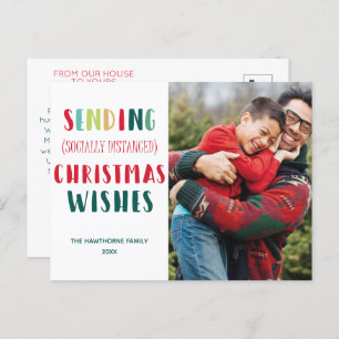 Sending (social distanced) Christmas Wishes custom Holiday Postcard