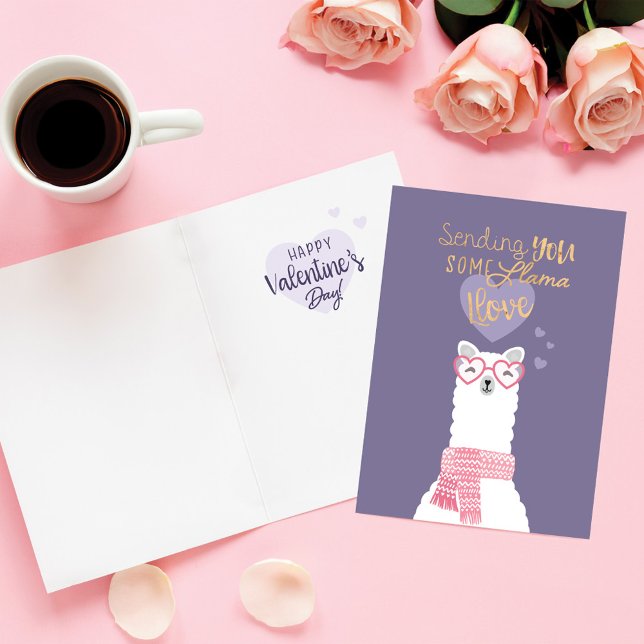Sending Some Llama Love Cute Llama Valentine's Day Card (Sending Some Llama Love Cute Llama Valentine's Day Card)