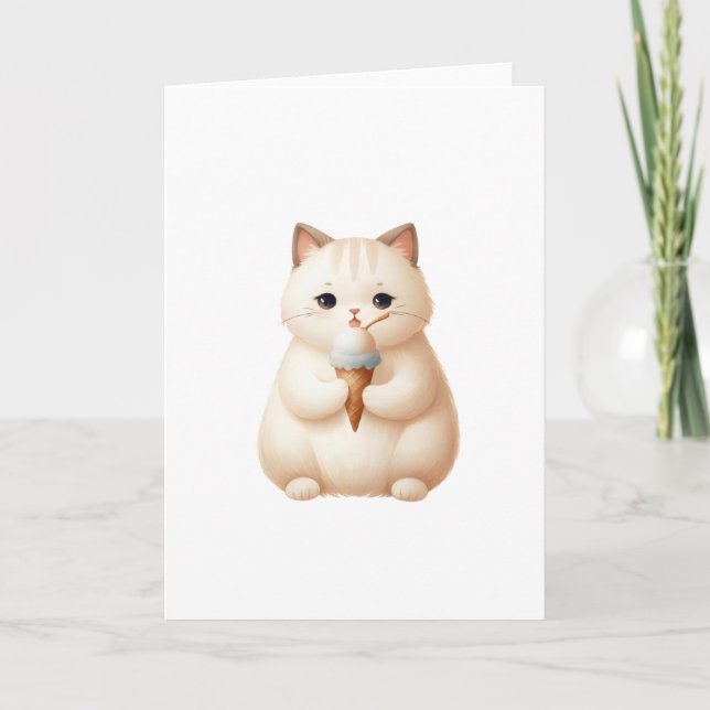 Sending Sweetness Ice Cream Kitten Any Occasion  Card (Front)