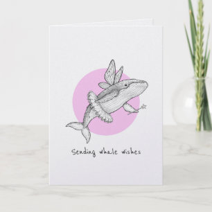 Sending whale wishes well wishes punny card