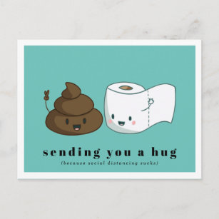 Sending You a Hug   Kawaii Toilet Paper & Poop Postcard