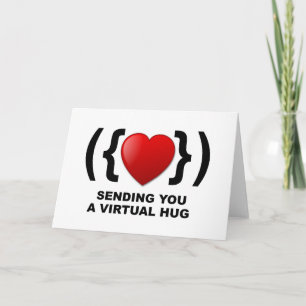 Sending You A Virtual Hug text,  Emoticon & Heart Card
