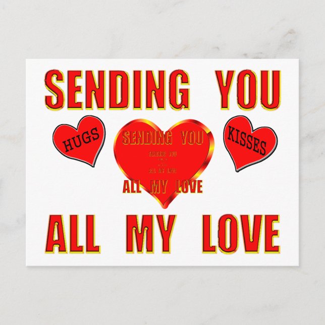 Sending You All My Love with Hugs and Kisses 3D Postcard (Front)