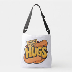 Sending You Hugs Sticker - Cute Cartoon Hugging  Crossbody Bag