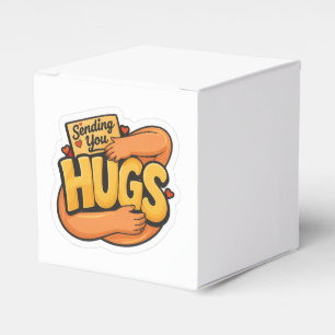 Sending You Hugs Sticker - Cute Cartoon Hugging  Favor Box