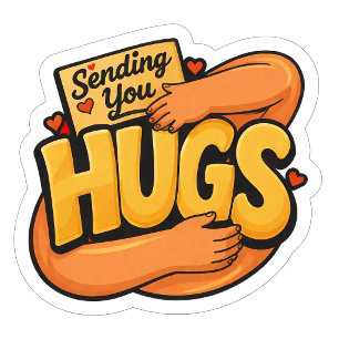 Sending You Hugs Sticker - Cute Cartoon Hugging Keychain