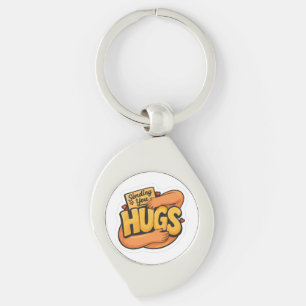 Sending You Hugs Sticker - Cute Cartoon Hugging Keychain