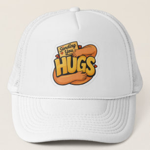 Sending You Hugs Sticker - Cute Cartoon Hugging Trucker Hat