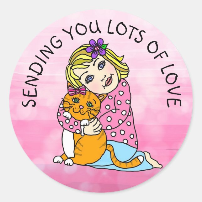 Sending you Lots of Love Classic Round Sticker (Front)