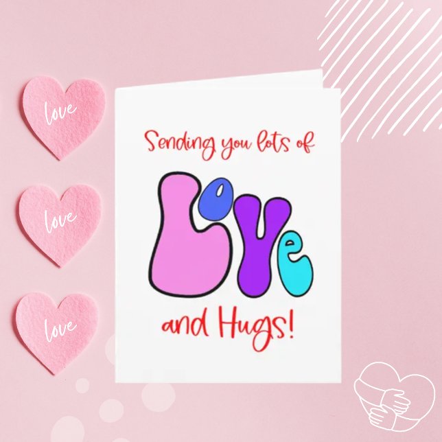 Sending you LOVE and hugs Retro 70's Look Greeting Card (Creator Uploaded)