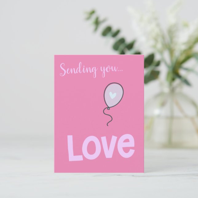 Sending you Love - Cute Balloon Postcard (Standing Front)