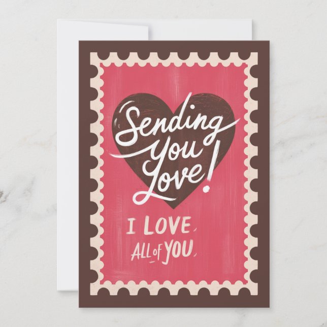 Sending you love Vintage Valentine greeting card (Front)