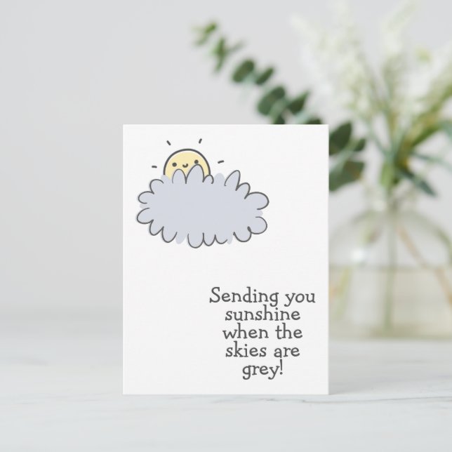Sending you sunshine - Cute Get Well Postcard (Standing Front)