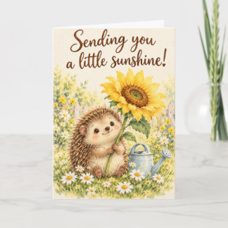 Sending You Sunshine Cute Hedgehog & Sunflower Car Card