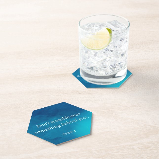 Seneca: Focus Forward, Don't Stumble on Past Paper Coaster (Insitu)