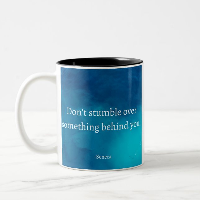 Seneca: Focus Forward, Don't Stumble on Past Two-Tone Coffee Mug (Left)