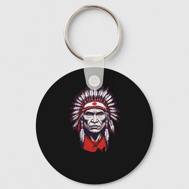 Seneca Indian Chief Sticker1  Keychain (Front)