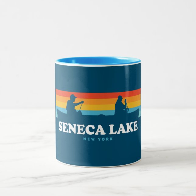 Seneca Lake New York Canoe Two-Tone Coffee Mug (Center)