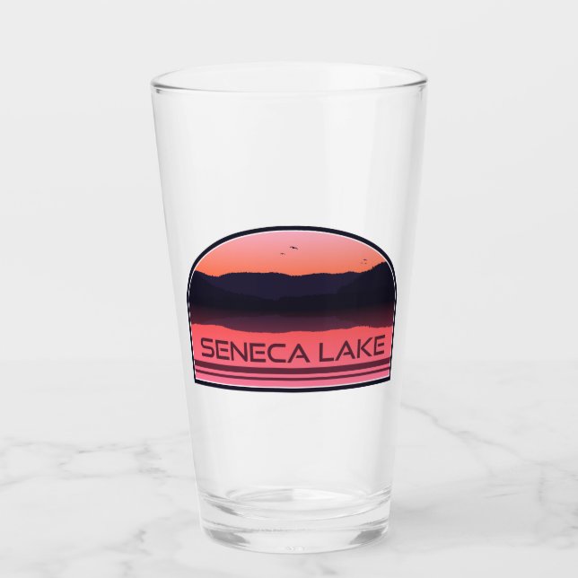 Seneca Lake New York Red Sunrise Glass (Front)