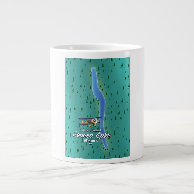 Seneca Lake, NYC lake map Large Coffee Mug (Front)