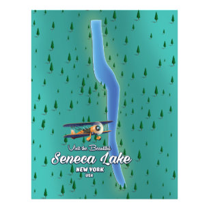 Seneca Lake, NYC lake map Photo Print