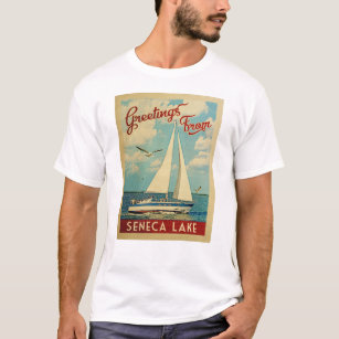 Seneca Lake Sailboat Vintage Travel New York T-Shirt