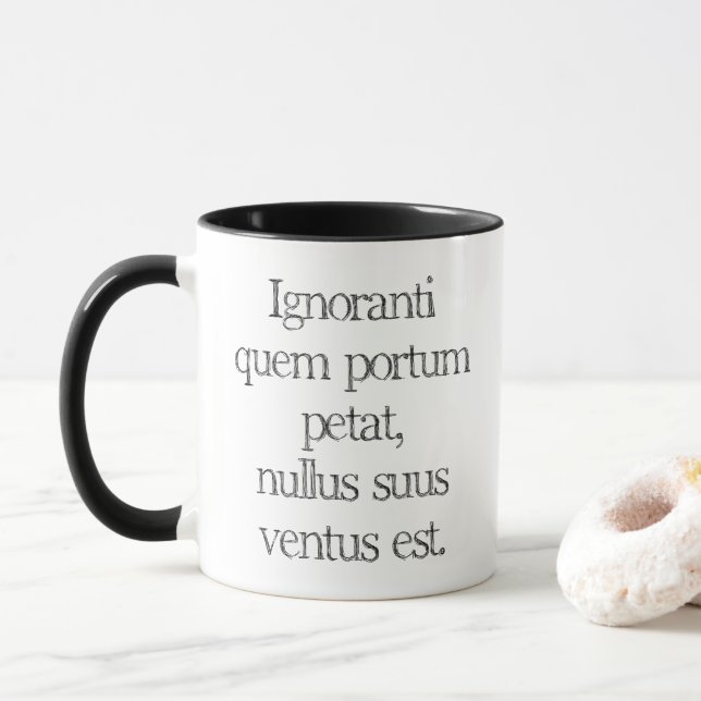 Seneca Quote, Stoicism: "No Wind is Favourable" Mug (With Donut)