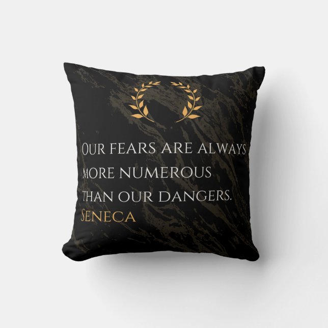 Seneca's Insight: Fears Compared to Real Dangers Throw Pillow (Front)