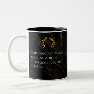 Seneca's Insight: Fears Compared to Real Dangers Two-Tone Coffee Mug