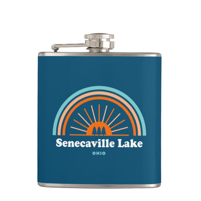 Senecaville Lake Ohio Rainbow Hip Flask (Front)