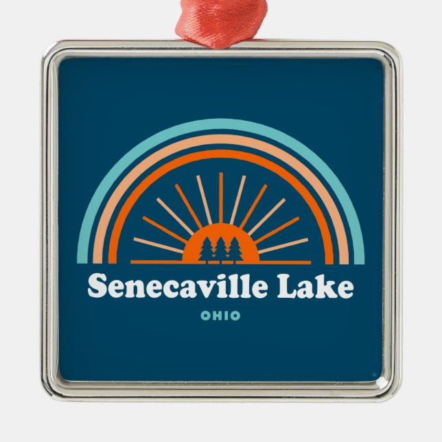 Senecaville Lake Ohio Rainbow Metal Ornament (Front)