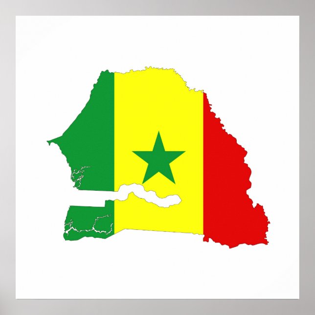 senegal country flag map shape silhouette poster (Front)