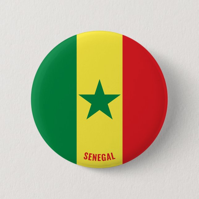 Senegal Flag Charming Patriotic 2 Inch Round Button (Front)