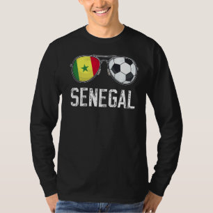 Senegal Flag & Football Sunglass Senegalese Fan T-Shirt