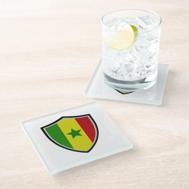 Senegal flag glass coaster (Angled)