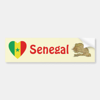 Senegal Flag Heart + Map Bumper Sticker