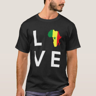 Senegal Flag Love Africa Continent Silhouette for T-Shirt