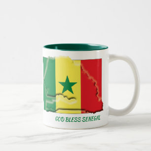 SENEGAL FLAG MAP Scripture Customized Two-Tone Coffee Mug