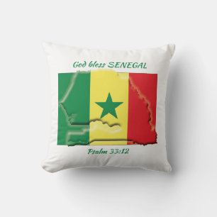 SENEGAL FLAG Patriotic Scripture Custom Throw Pillow
