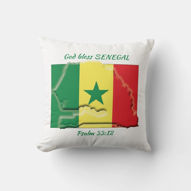 SENEGAL FLAG Patriotic Scripture Custom Throw Pillow (Front)