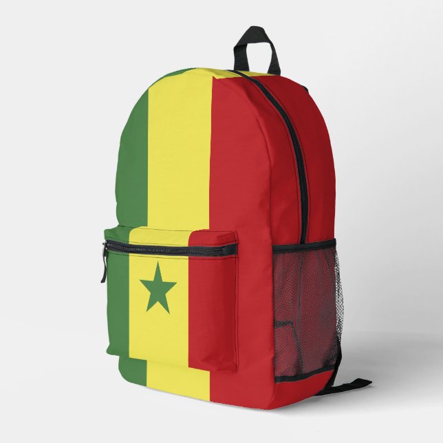 Senegal flag printed backpack (Back Corner Right)