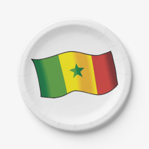 Senegal Flag Senegalese Pride Green Yellow Red Paper Plate