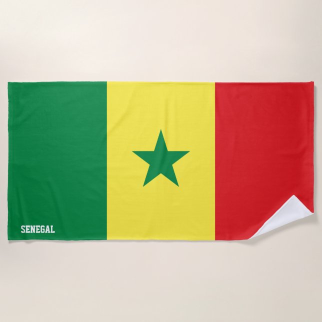 Senegal Flag Splendid Patriotic Beach Towel (Front)