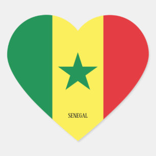 Senegal Flag Splendid Patriotic Heart Sticker