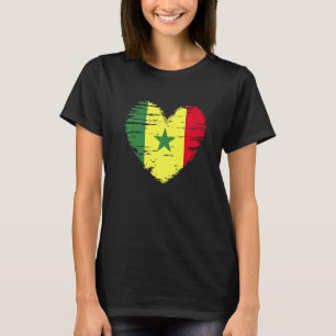 Senegal Heart Senegalese Flag Senegalese Pride T-Shirt